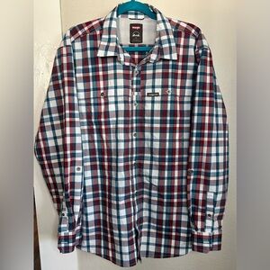Wrangler Plaid Outdoor Long Sleeve Utility Camp Shirt Men’s Size XL